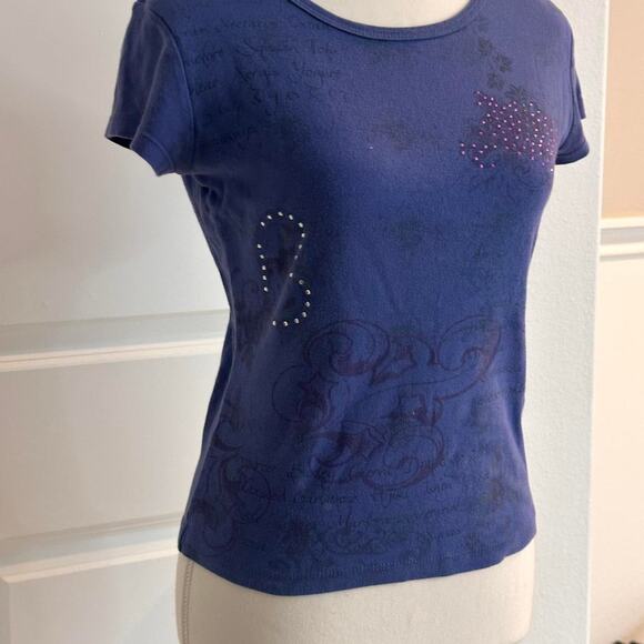 Size Small Y2K-inspired deep violet fitted Baby tee - Picture 2 of 5